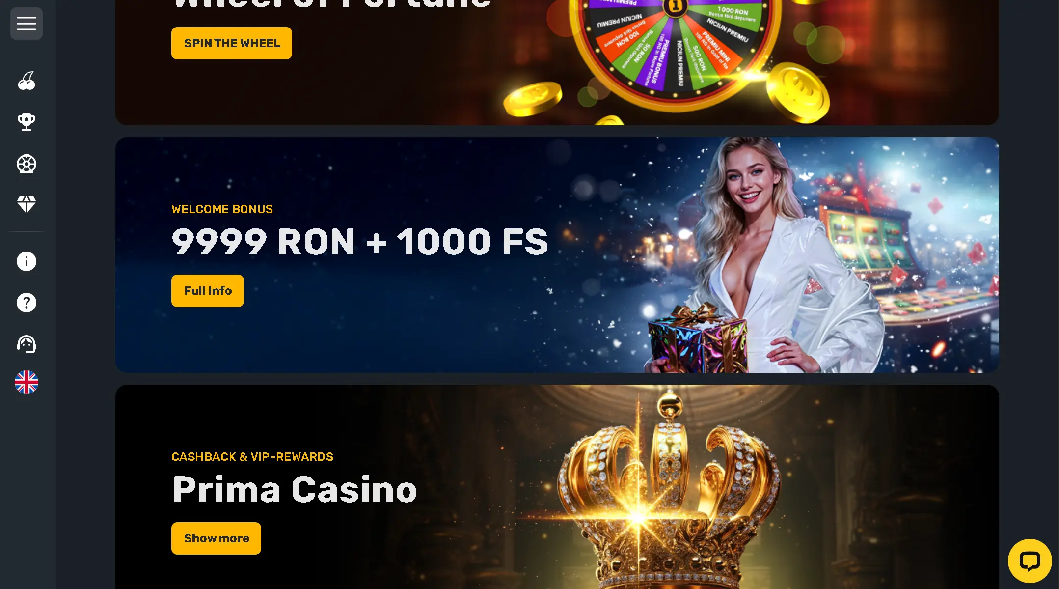 Prima Casino's spillobby